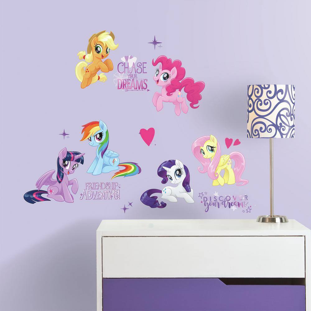RoomMates 5 in. x 11.5 in. 18-Piece My Little Pony The Movie Peel And Stick Wall Decals with Glitter