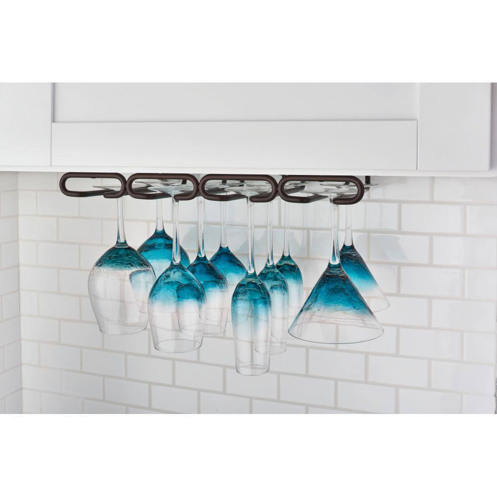 Rev-A-Shelf 1.5 in. H x 17 in. W x 11 in. D Oil Rubbed Bronze Under Cabinet Quad Wine Glass Holder