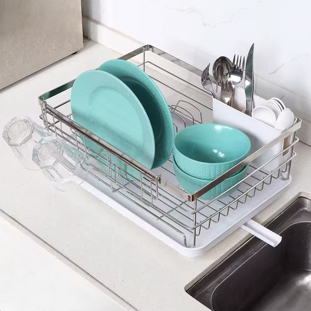 None White Standing Dish Rack