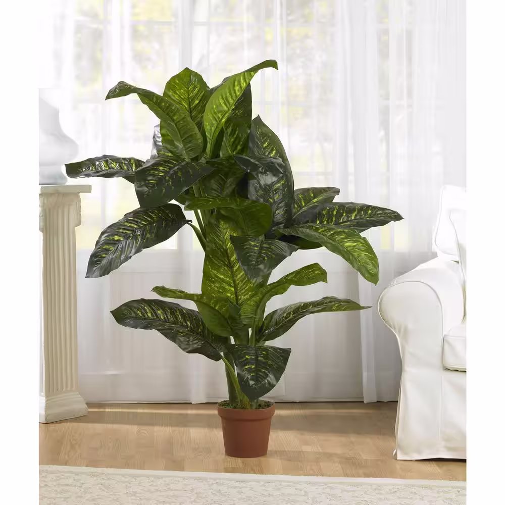 Nearly Natural Real Touch 5 ft. Artificial Green Dieffenbachia Silk Potted Plant