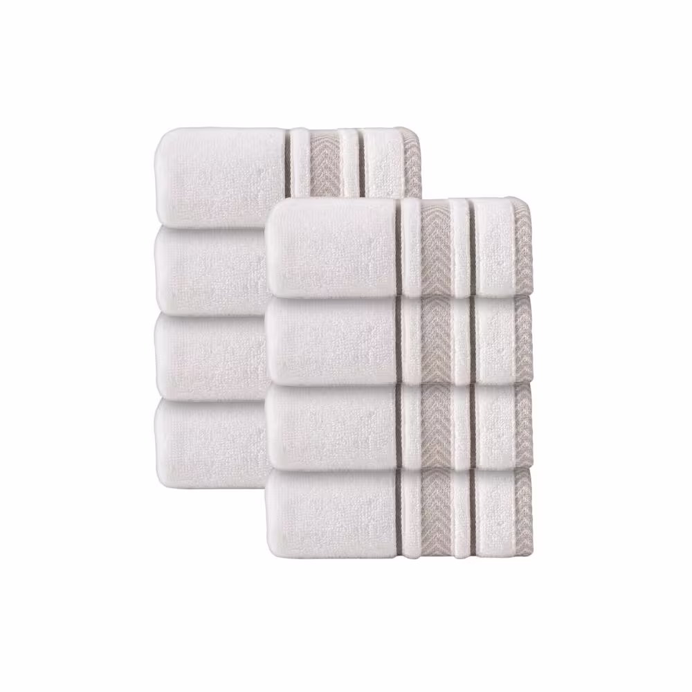 None Enchasoft 8-Pieces Cream Turkish Cotton Wash Towels