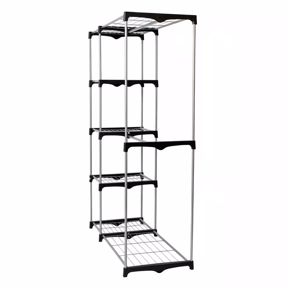 Honey-Can-Do Silver Steel Clothes Rack 45.87 in. W x 67.72 in. H