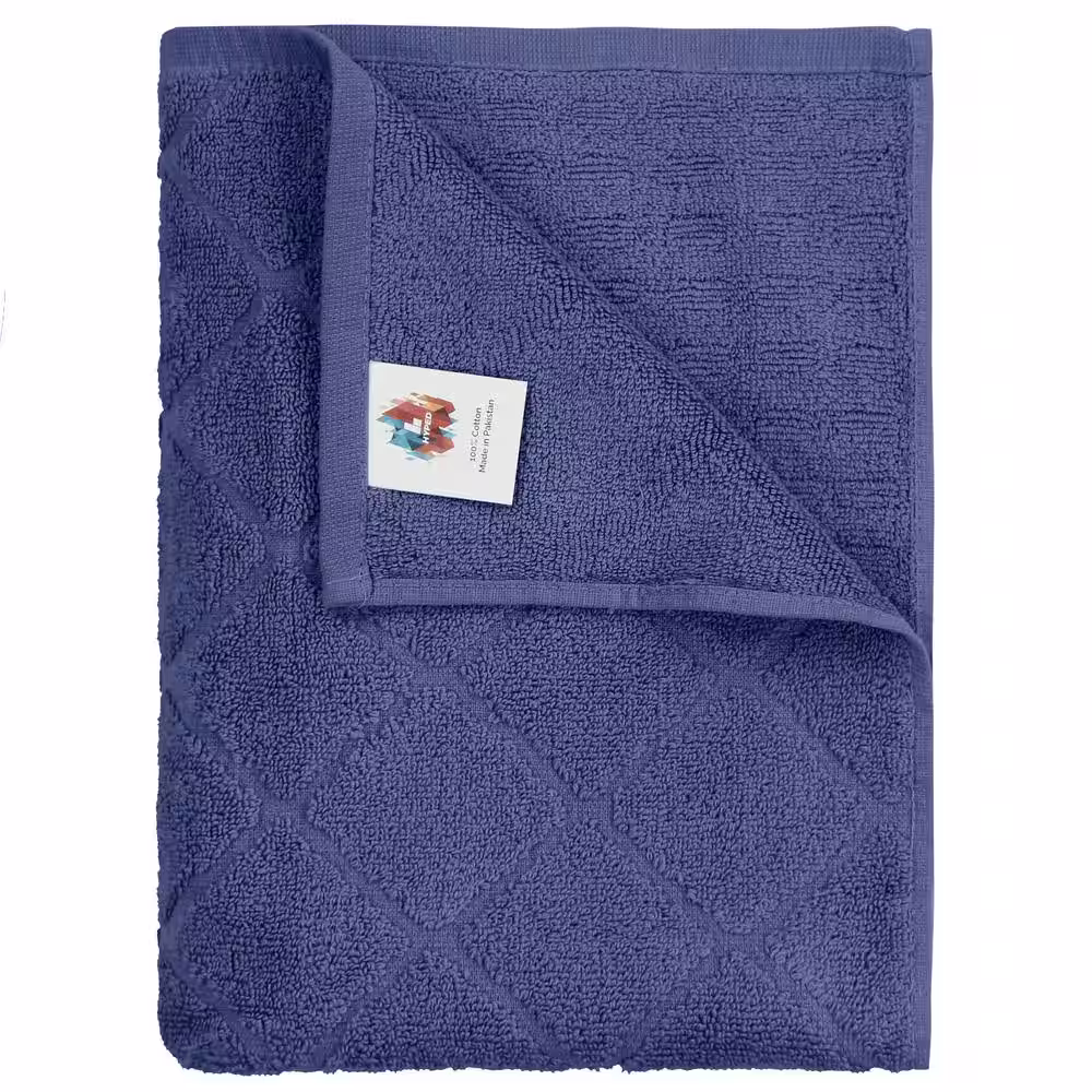 None Heatherly 6-Piece Navy Peony Textured Cotton Bath Towel Set