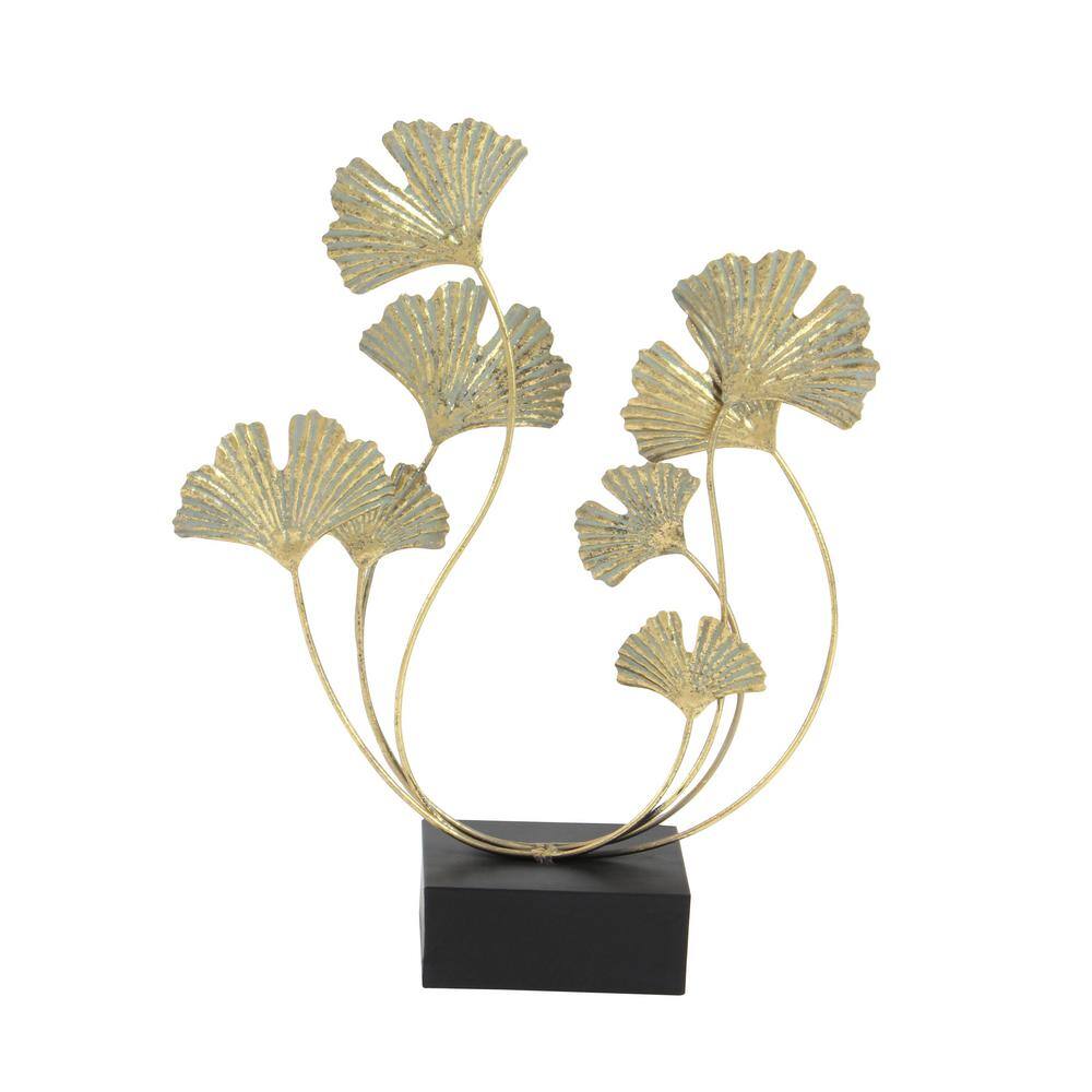 Litton Lane Gold Metal Curved Floral Sculpture