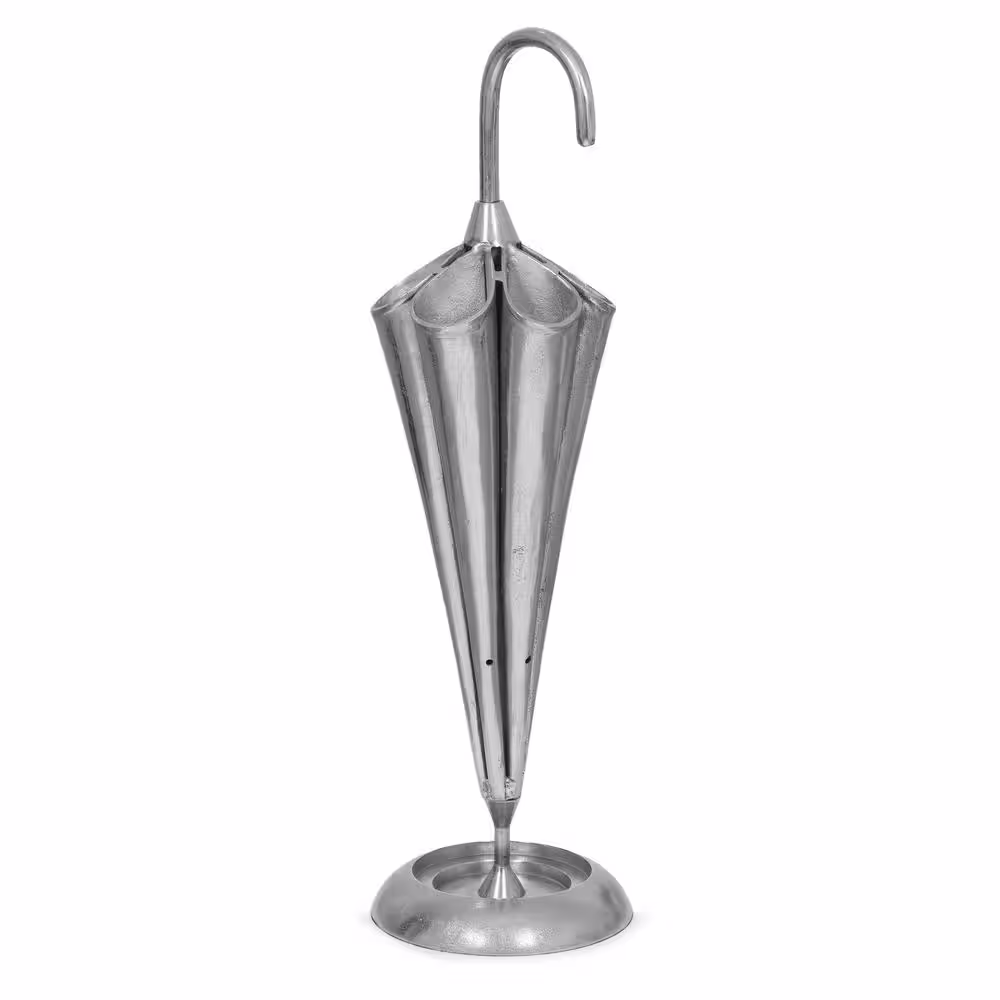 Noble House Pineview Raw Nickel Aluminum Umbrella Stand Sculpture
