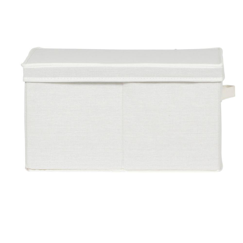 HOUSEHOLD ESSENTIALS 10 in. H x 16 in. W x 10 in. D White Canvas Cube Storage Bin