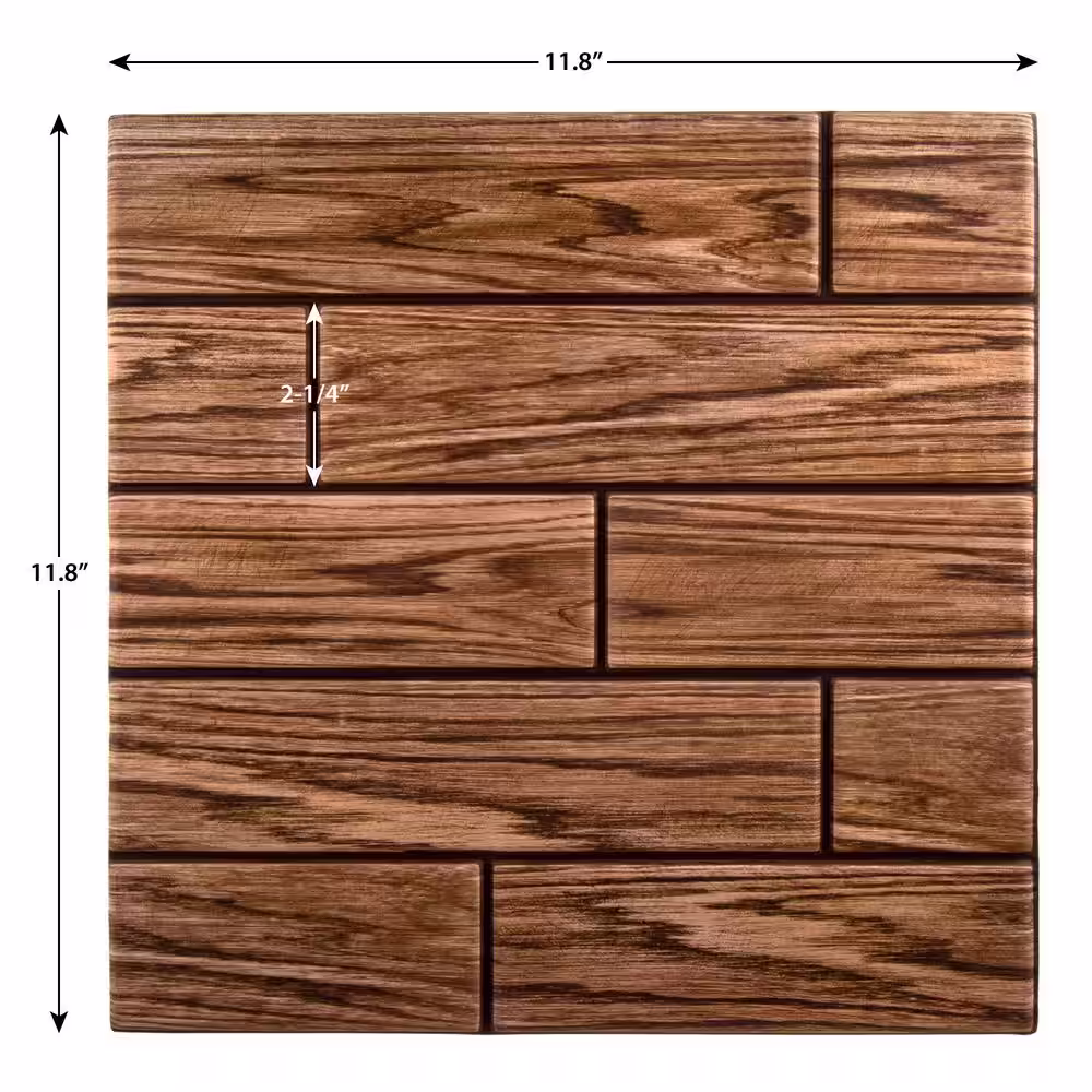 None Self-Adhesive Walnut 11.8 in. x 11.8 in. 12 Pieces 11.8 x 11.8 in. Beige Peel and Stick 3D Wood Wall Tiles
