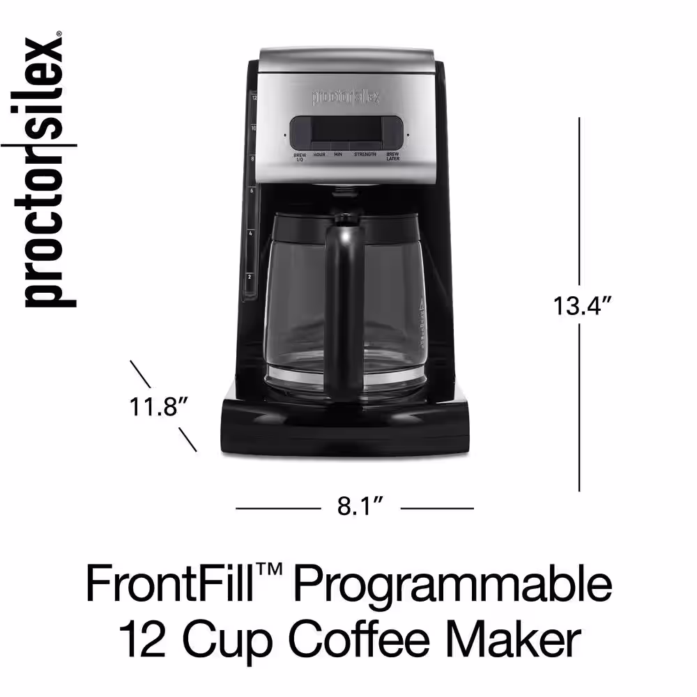 Proctor Silex FrontFill Programmable 12 Cup Black Drip Coffee Maker
