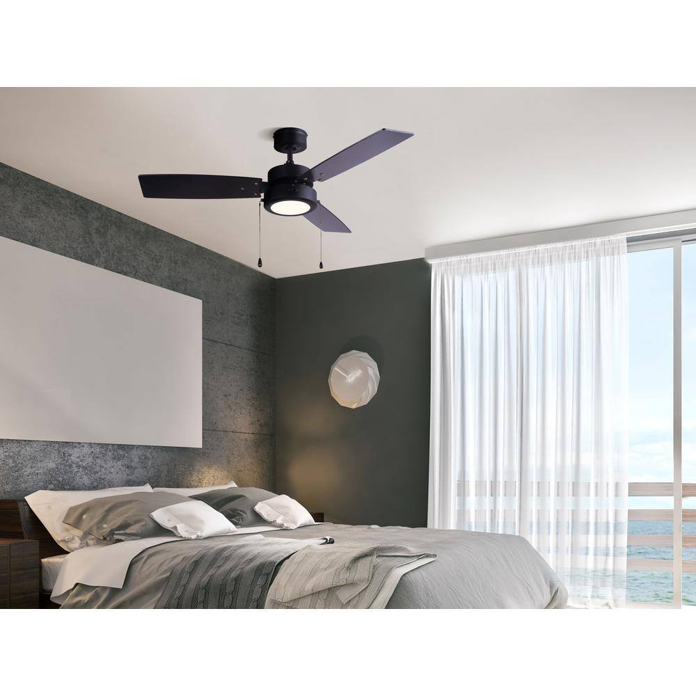 CANARM Wallis 42 in. Integrated LED Black Ceiling Fan with Light Kit