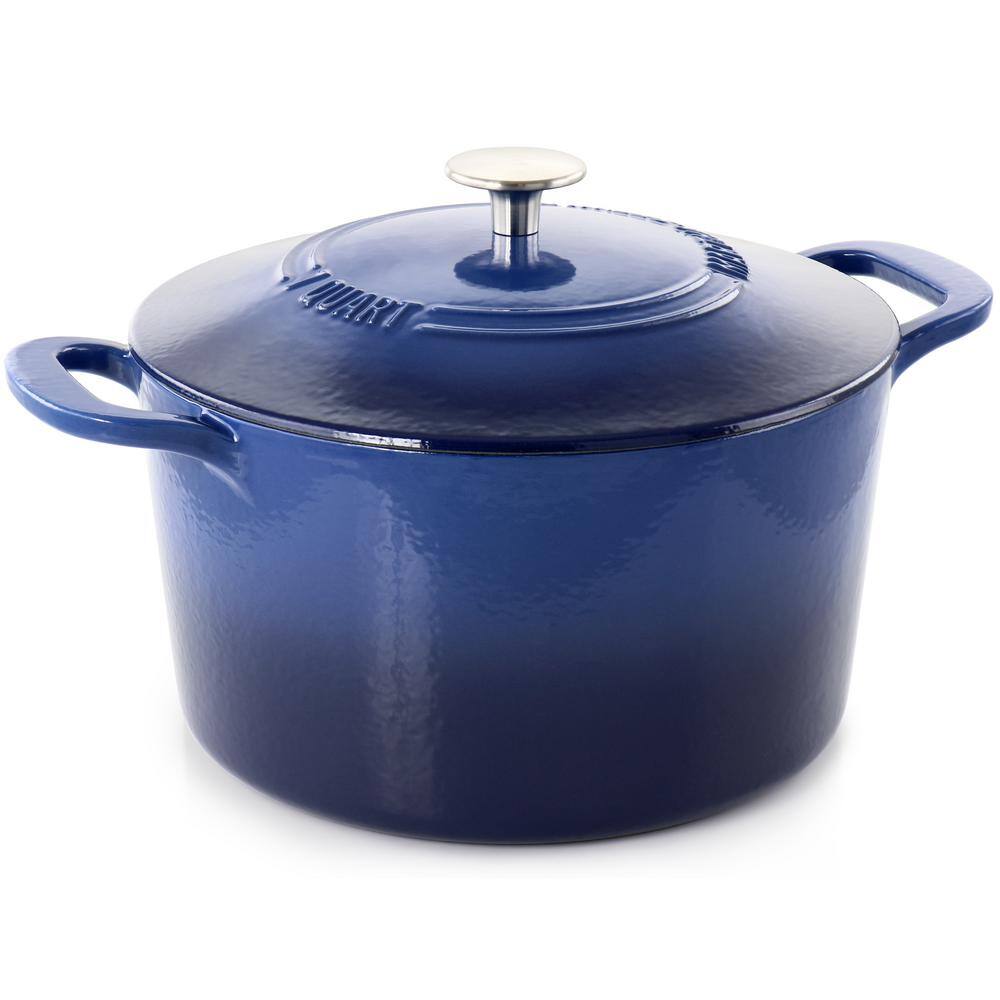 None 7-qt. Enameled Cast Iron Dutch Oven with Lid in Blue Ombre