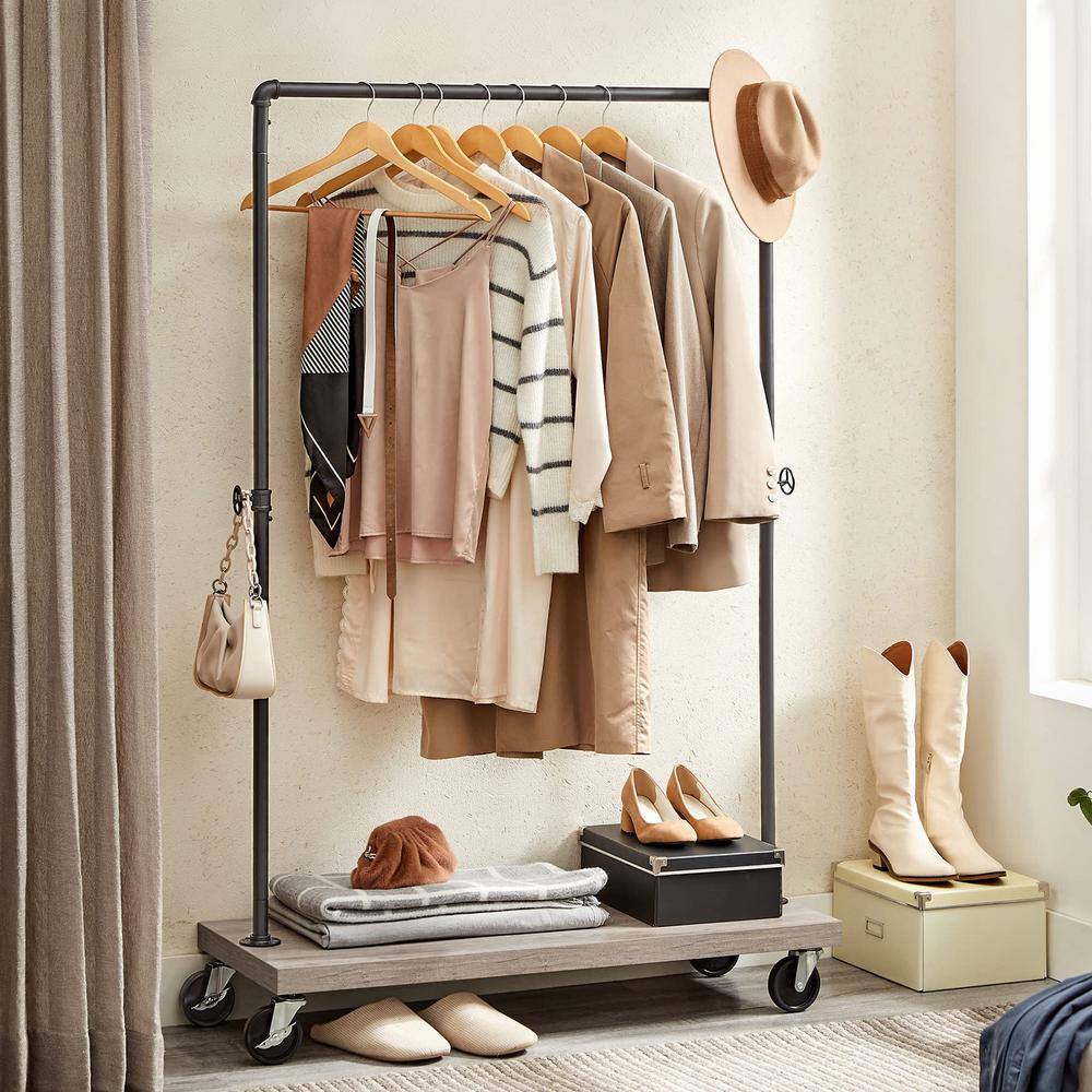 None Black Metal Garment Clothes Rack 41 in. W x 63 in. H