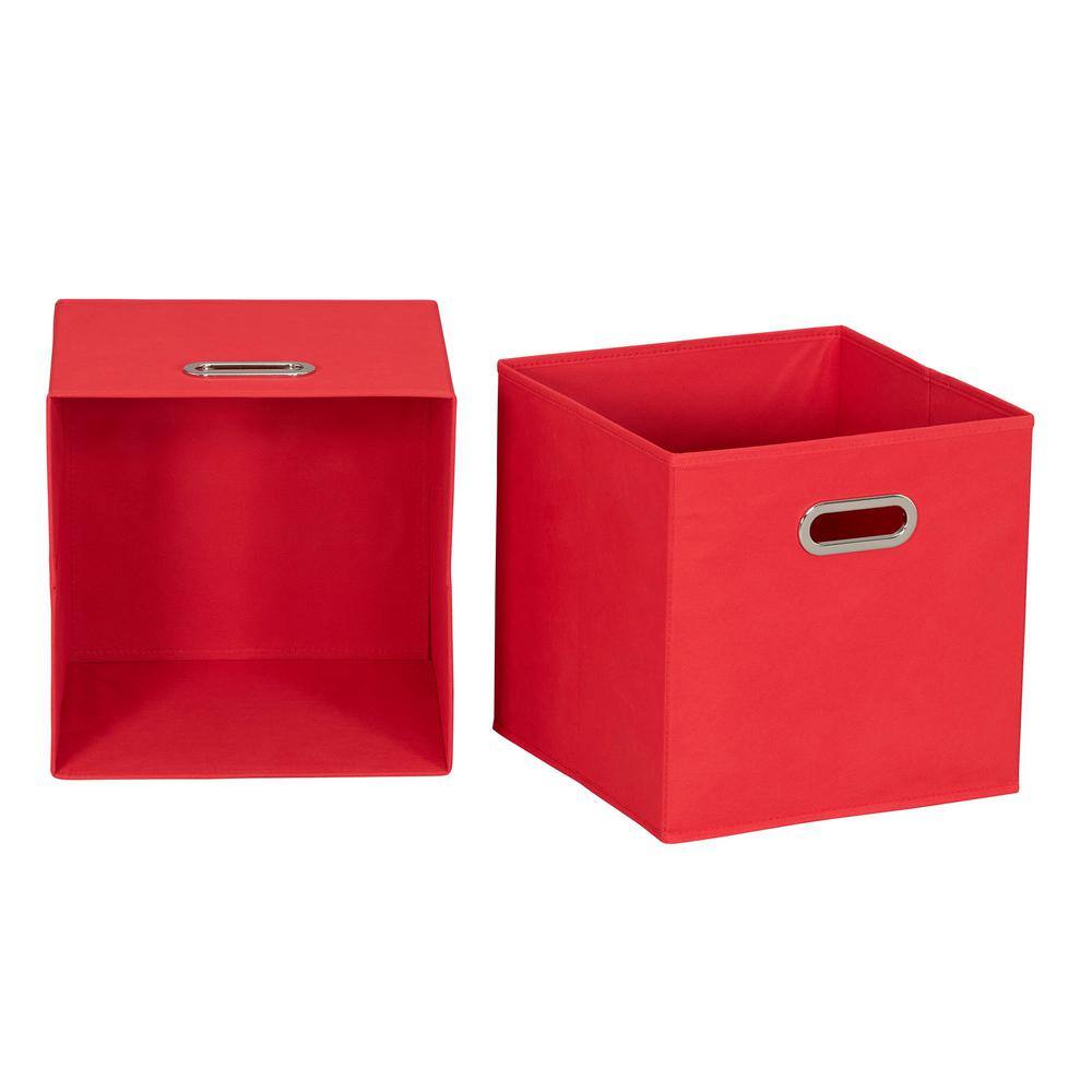 HOUSEHOLD ESSENTIALS 11 in. H x 11 in. W x 11 in. D Red Cube Storage Bin