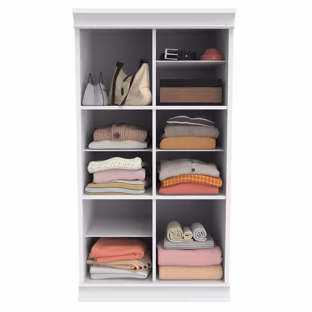 ClosetMaid 21.39 in. W White Modular Storage Stackable Wood Closet System 12-Shelf Unit with Dividers