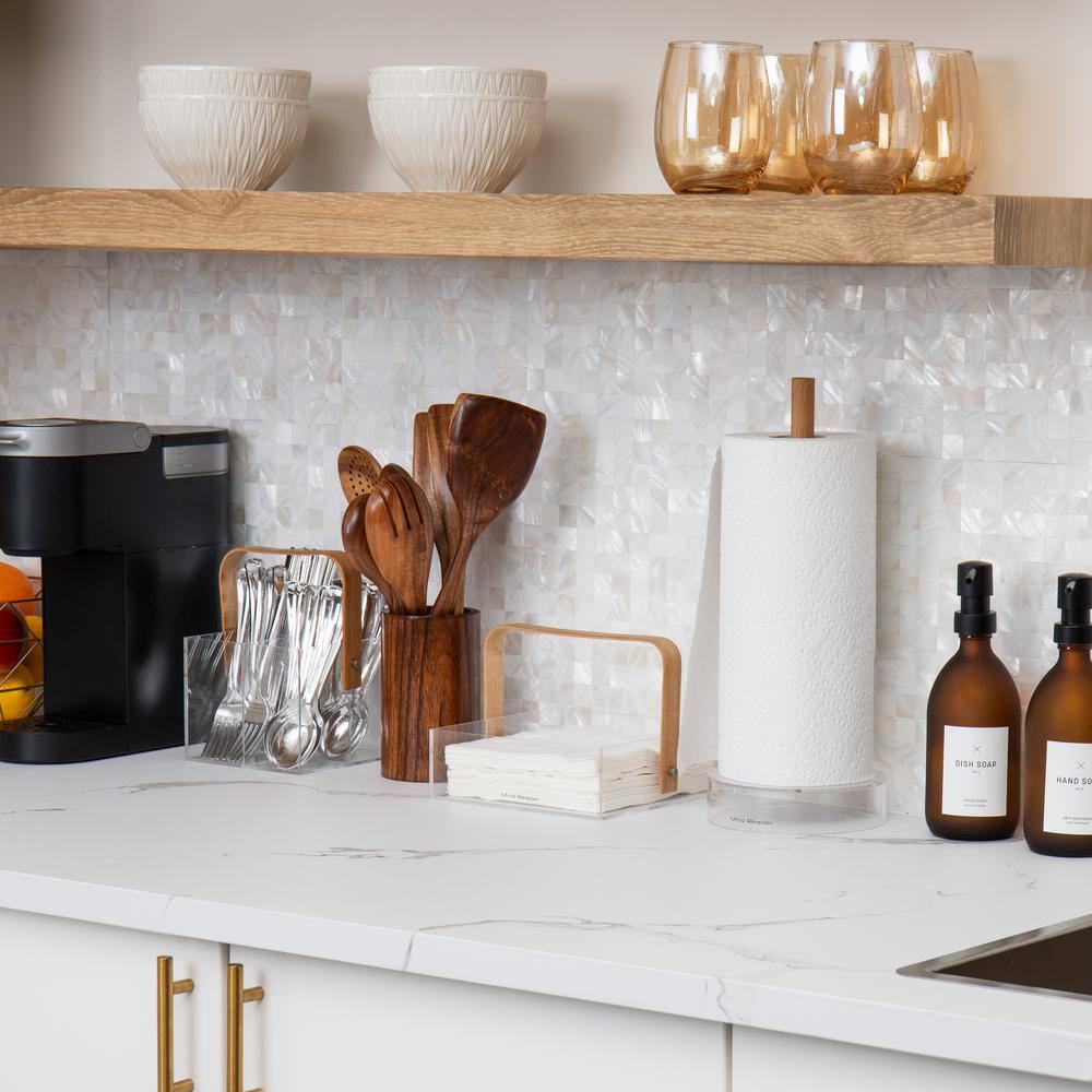 Mind Reader Modern Collection, Paper Towel Holder, Kitchen, Breakroom, Countertop Organizer, Rayon from Bamboo and Acrylic, Brown