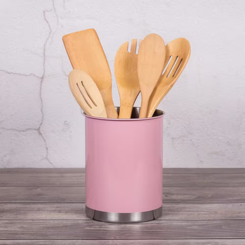 Creative Home Heavy Gauge Stainless Steel Tool Crock Utensil Holder Flatware Organizer, Small, 5