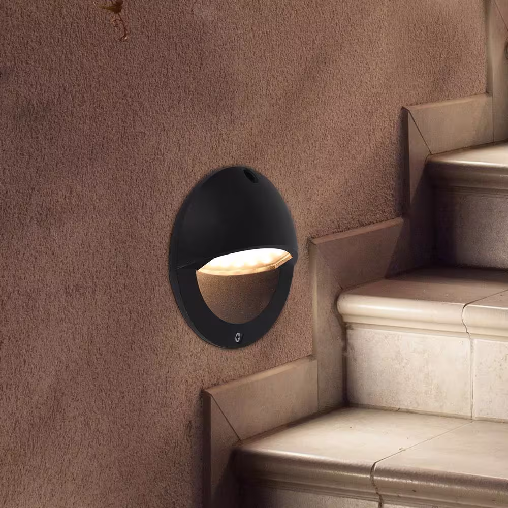 VONN Lighting 3-Watt 5 in. Low Voltage Black Outdoor ETL Certified Integrated LED Step Landscape Path Light 3000K