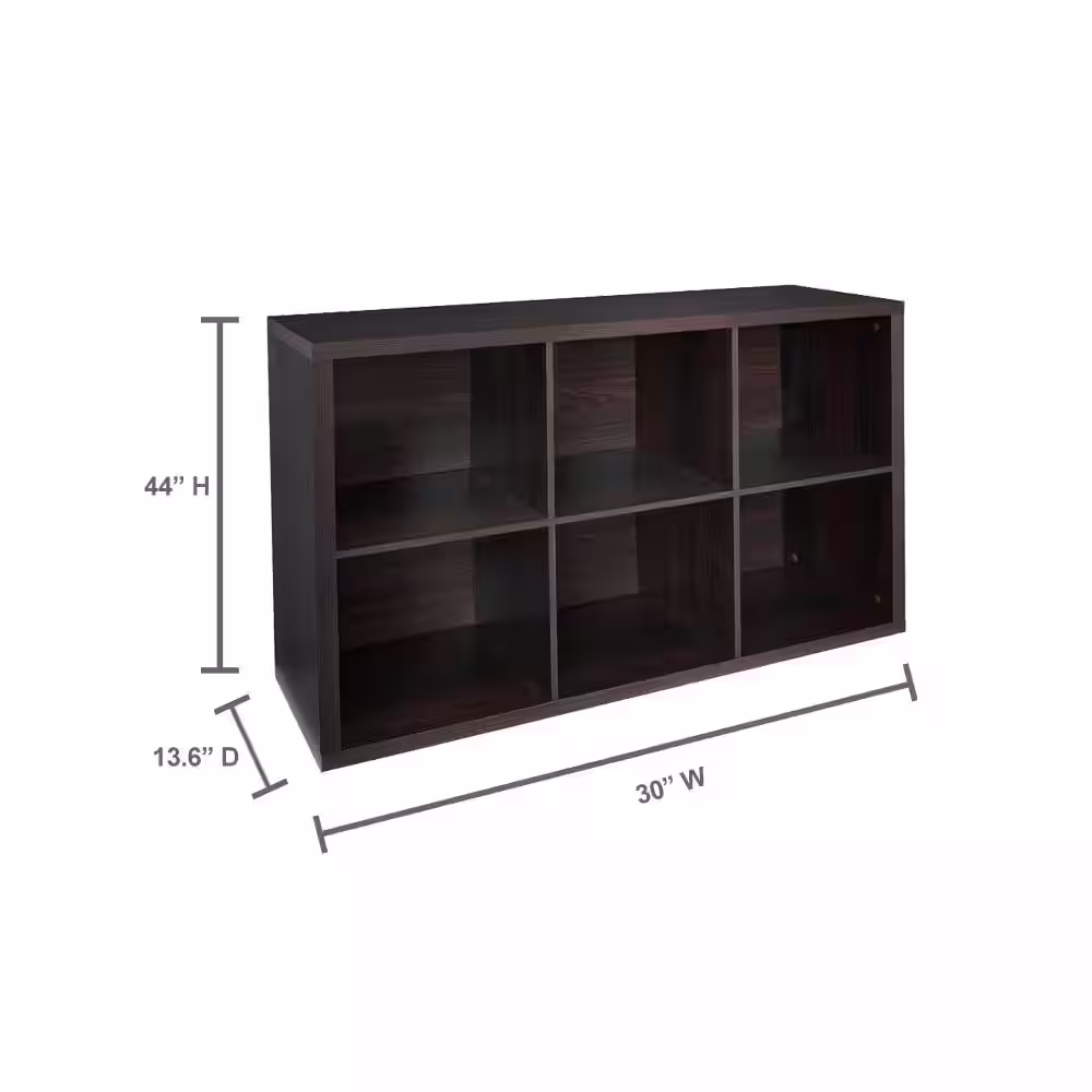 ClosetMaid 44 in. H x 30 in. W x 14 in. D Black Walnut Wood Look 6-Cube Storage Organizer