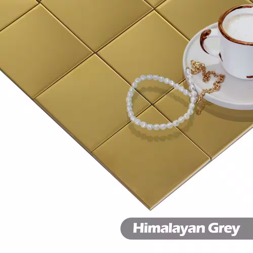 None 11.41 in. x 11.41 in. Mirror Metal Gold Mosaic PVC Peel and Stick Backsplash for Kitchen (4.5 sq. ft. / 5-Sheets)