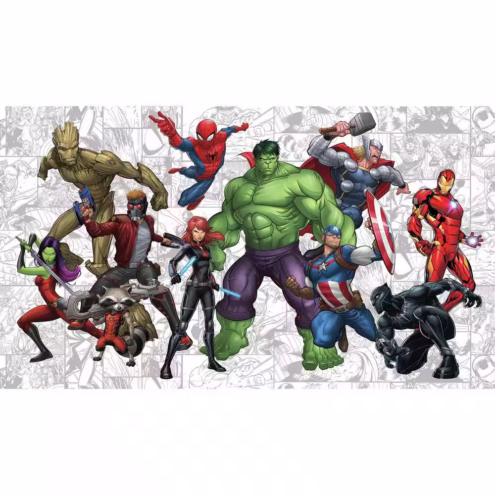 RoomMates 72 in. x 126 in. Marvel Hero XL Chair Rail 7-Panel Prepasted Mural