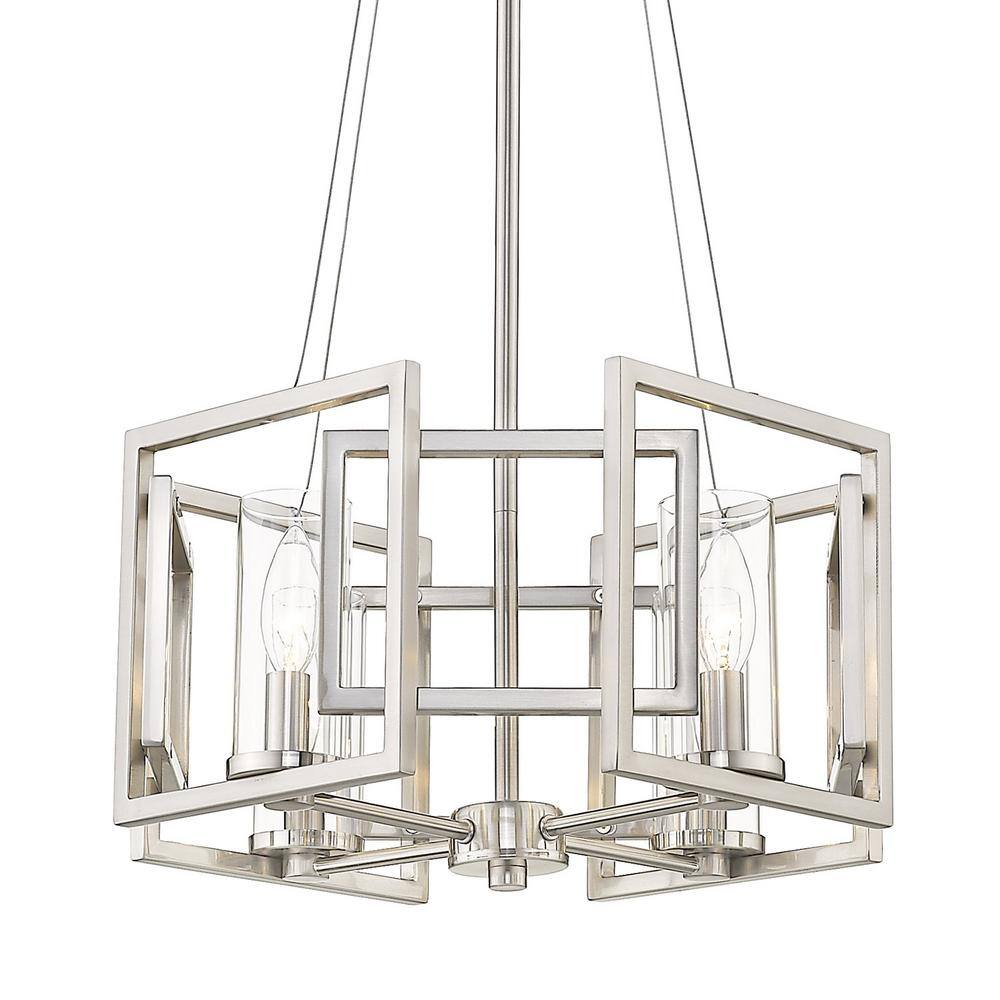 Golden Lighting Marco 4 Light Pendant (Convertible) in Pewter with Clear Glass