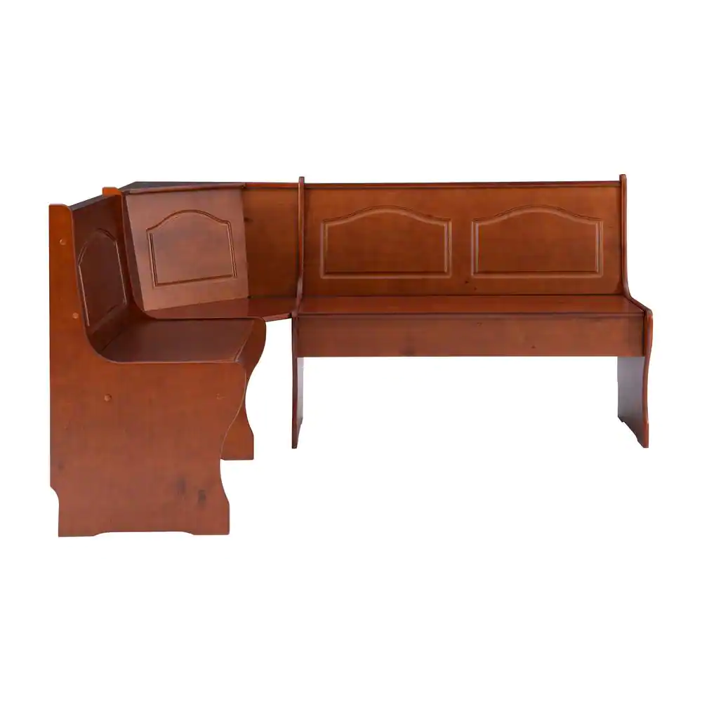 Linon Home Decor Zoe Walnut Nook Corner Unit with Storage 33.75 in. H x 67.25 in. W x 51.5 in. D