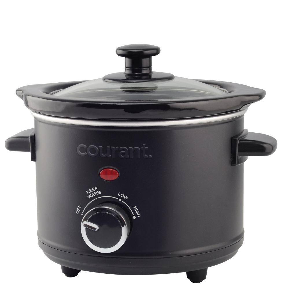 Courant 1.6 qt. Black Mini Slow Cooker with 3-Cooking Settings