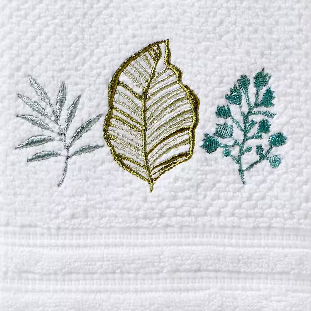 Saturday Knight Sprouted Palm White Cotton Hand Towel (2-Pack)
