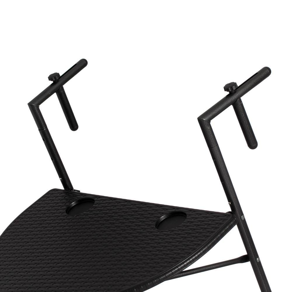 Gardenised Indoor and Outdoor Rattan Decorative Plastic Foldable Balcony Table, Black
