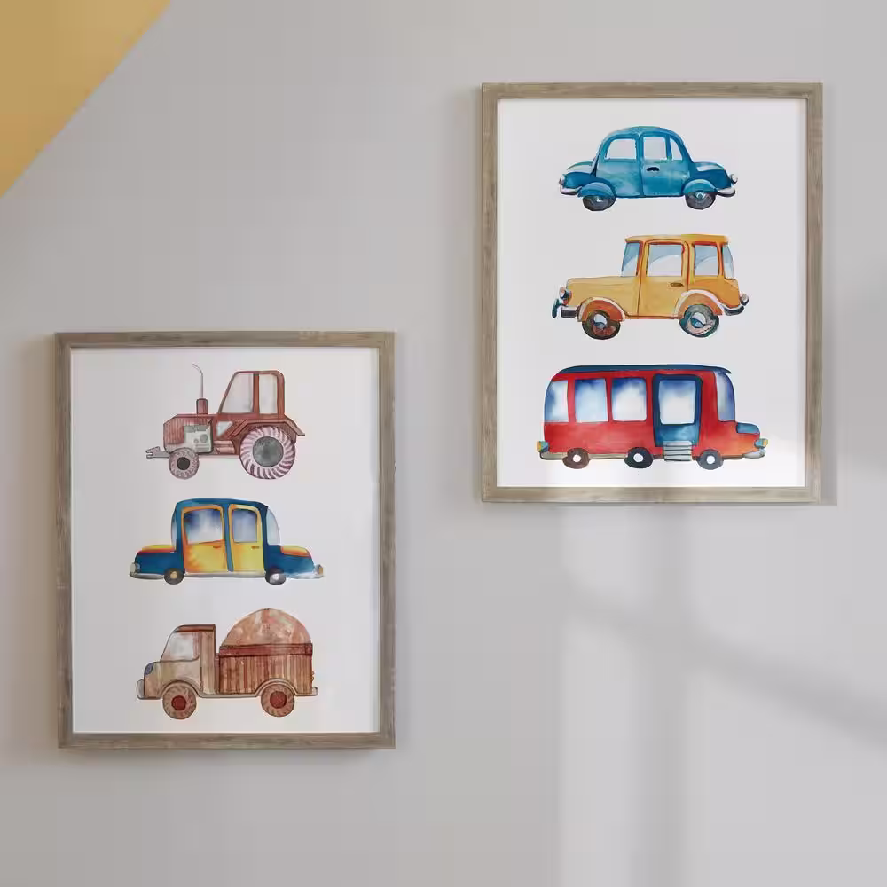 STYLEWELL KIDS Transportation Framed Wall Art (Set of 2) (17 in. W x 21 in. H)
