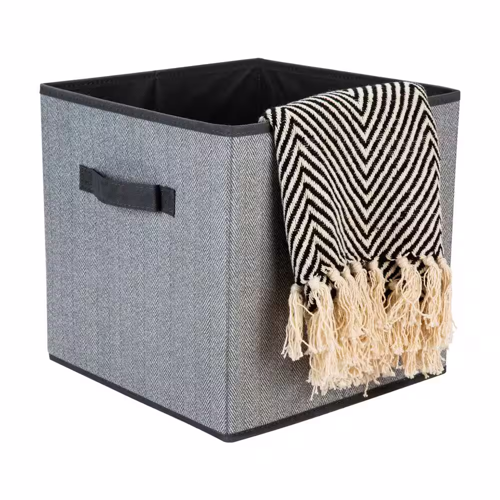 Simplify 11.81 in. H x 11.81 in. W x 11.81 in. D Gray Fabric Cube Storage Bin