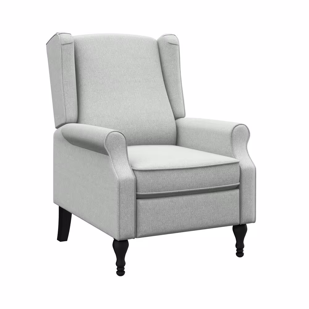StyleWell Reedbury Stone Gray Upholstered Wingback Pushback Recliner