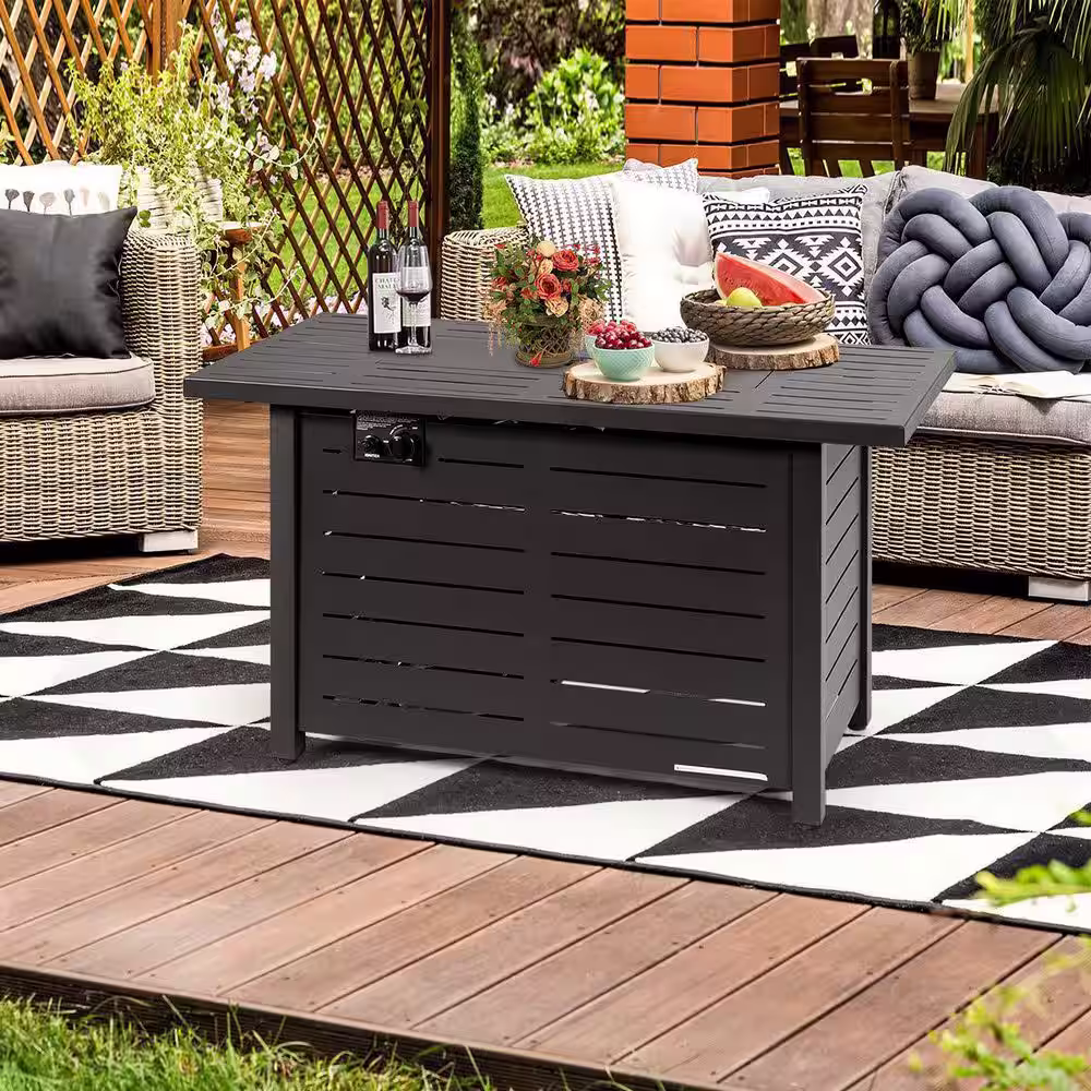Alpulon 42 in. 60,000BTU Fire Pit Propane Gas Fire Pit Table Rectangular Tabletop