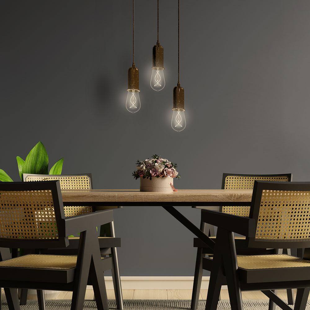 Feit Electric 60-Watt Equivalent ST19 Dimmable Knot White Thin Filament Clear Glass Vintage Edison LED Light Bulb Warm White (4-Pack)