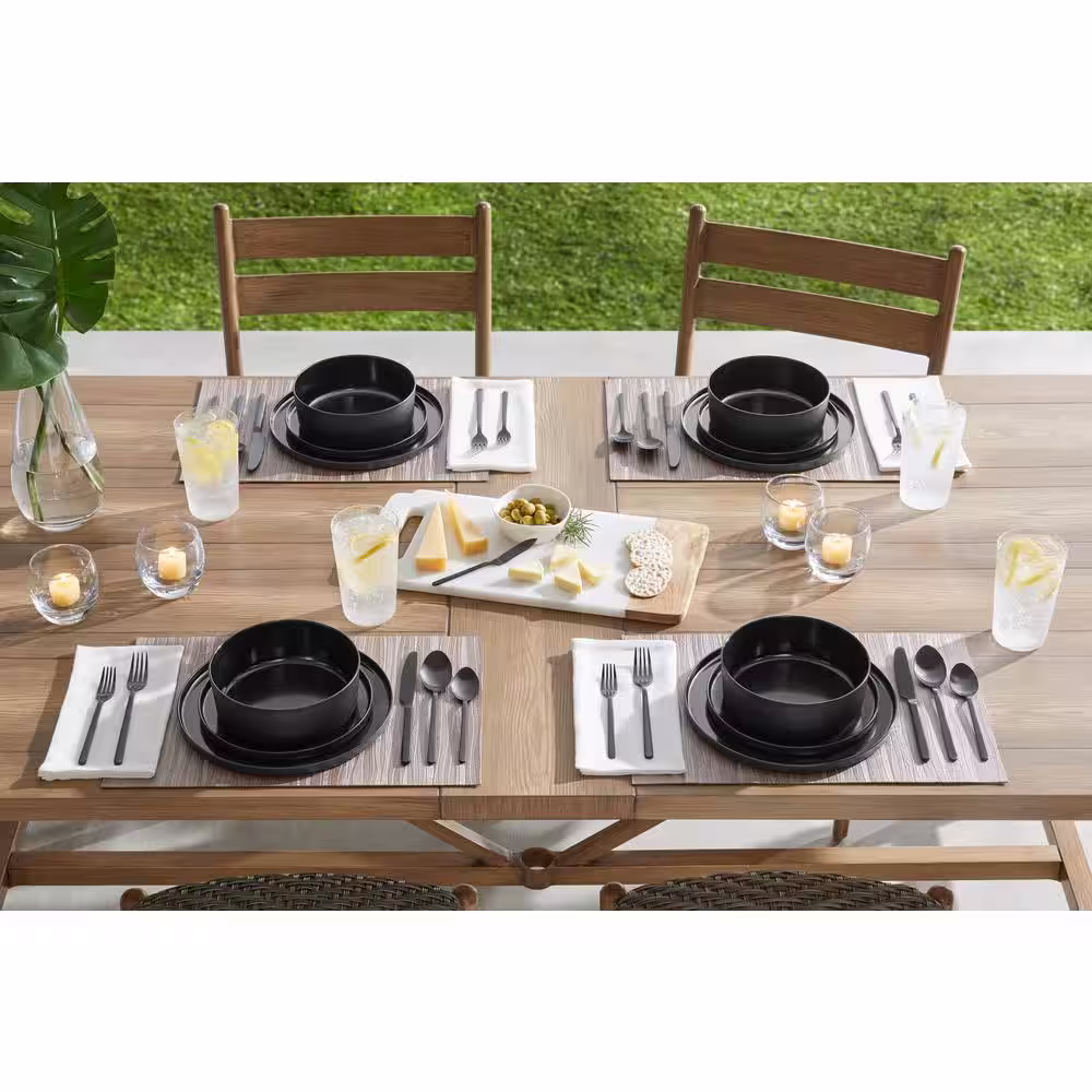Home Decorators Collection Trenblay Melamine Salad Plates in Charcoal Black (Set of 6)