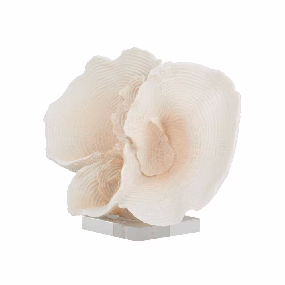 None White Polystone Coral Sculpture
