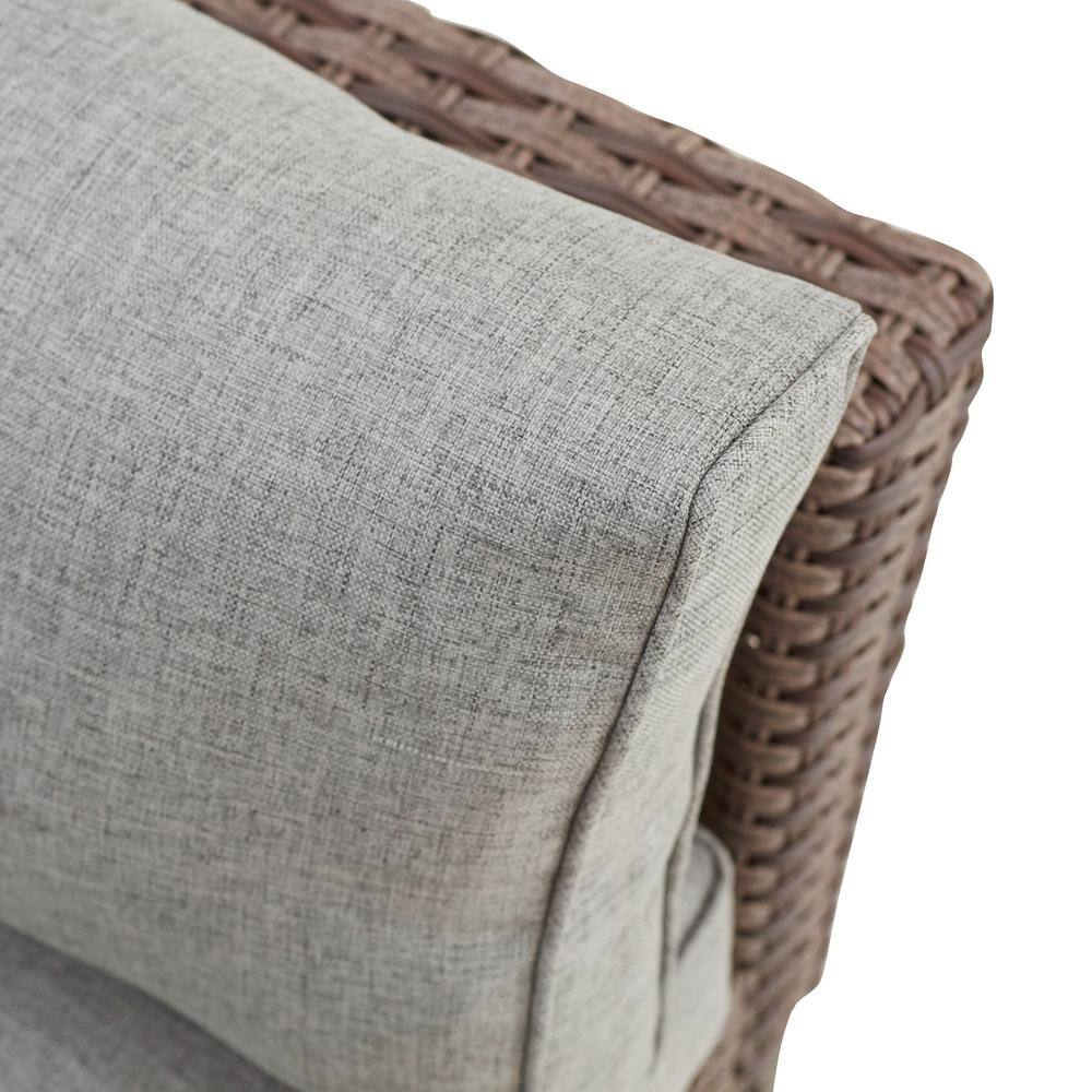 Patio Festival Right-Angle 5-Piece Wicker Patio Conversation Seating Set with Gray Cushions