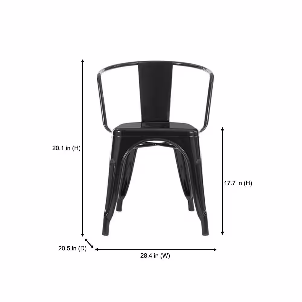 StyleWell Black Metal Dining Chair (Set of 2) (20 in. W x 28 in. H)