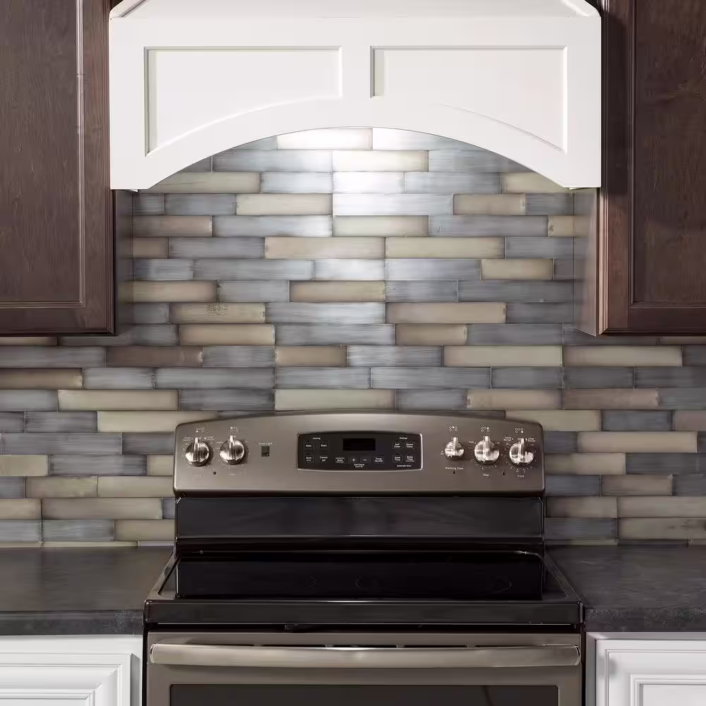 Aspect Distressed Peel and Stick 23.6 in. x 5.9 in. Metal Backsplash in Gilded Silver