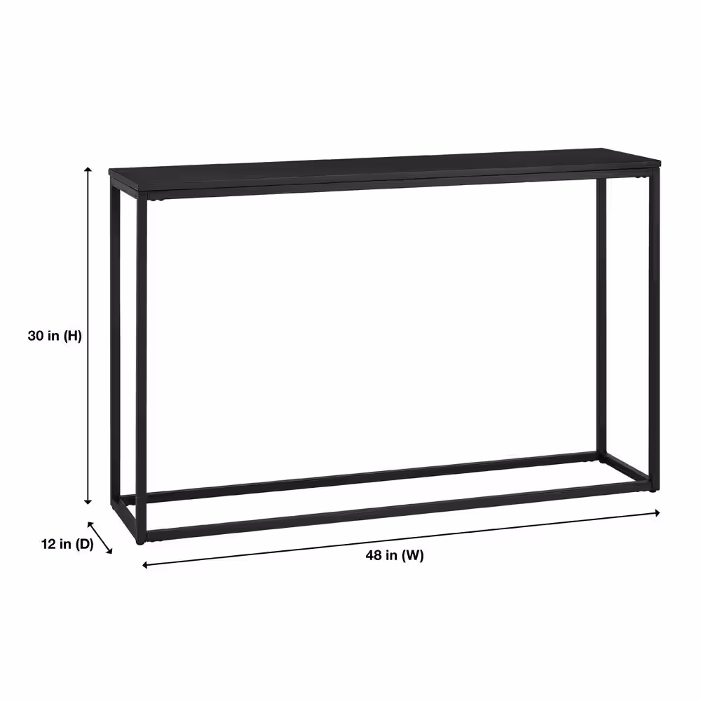StyleWell Donnelly Black Console Table with Black Wood Top (48 in. W)