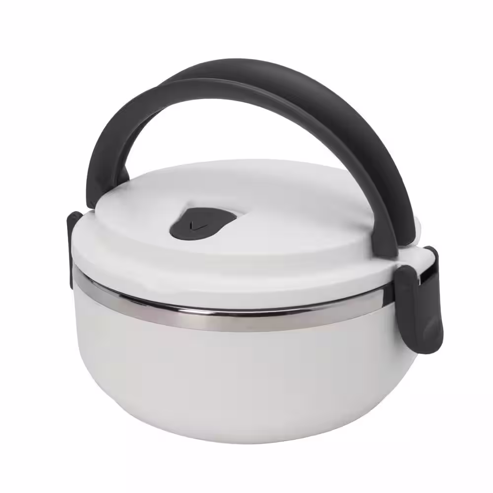 None Kitchen Details 2-Piece Stainless Steel 1-Tier White Lunch Box