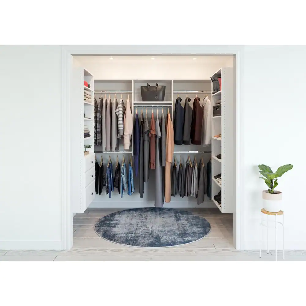 Closet Evolution 60 in. W - 96 in. W White U-Shaped Wood Closet System