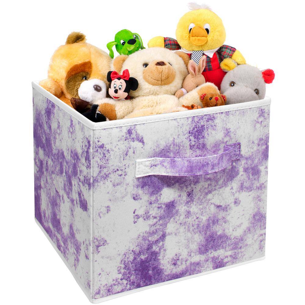 Sorbus 11 in. H x 10.5 in. W x 11 in. D Tie Dye Purple Foldable Cube Storage Bin (4-Pack)