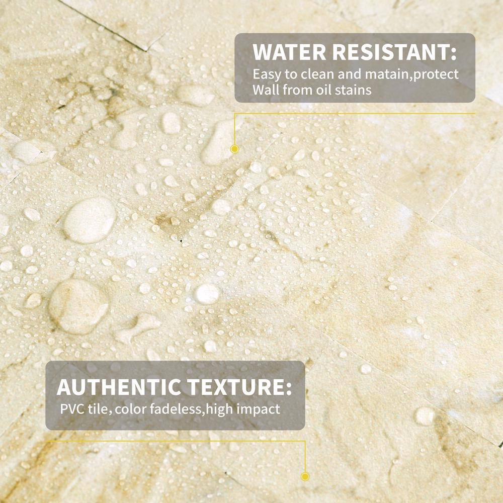 None Marble Collection Beige 12 in. x 12 in. PVC Peel and Stick Tile (5 sq. ft./5-Sheets)