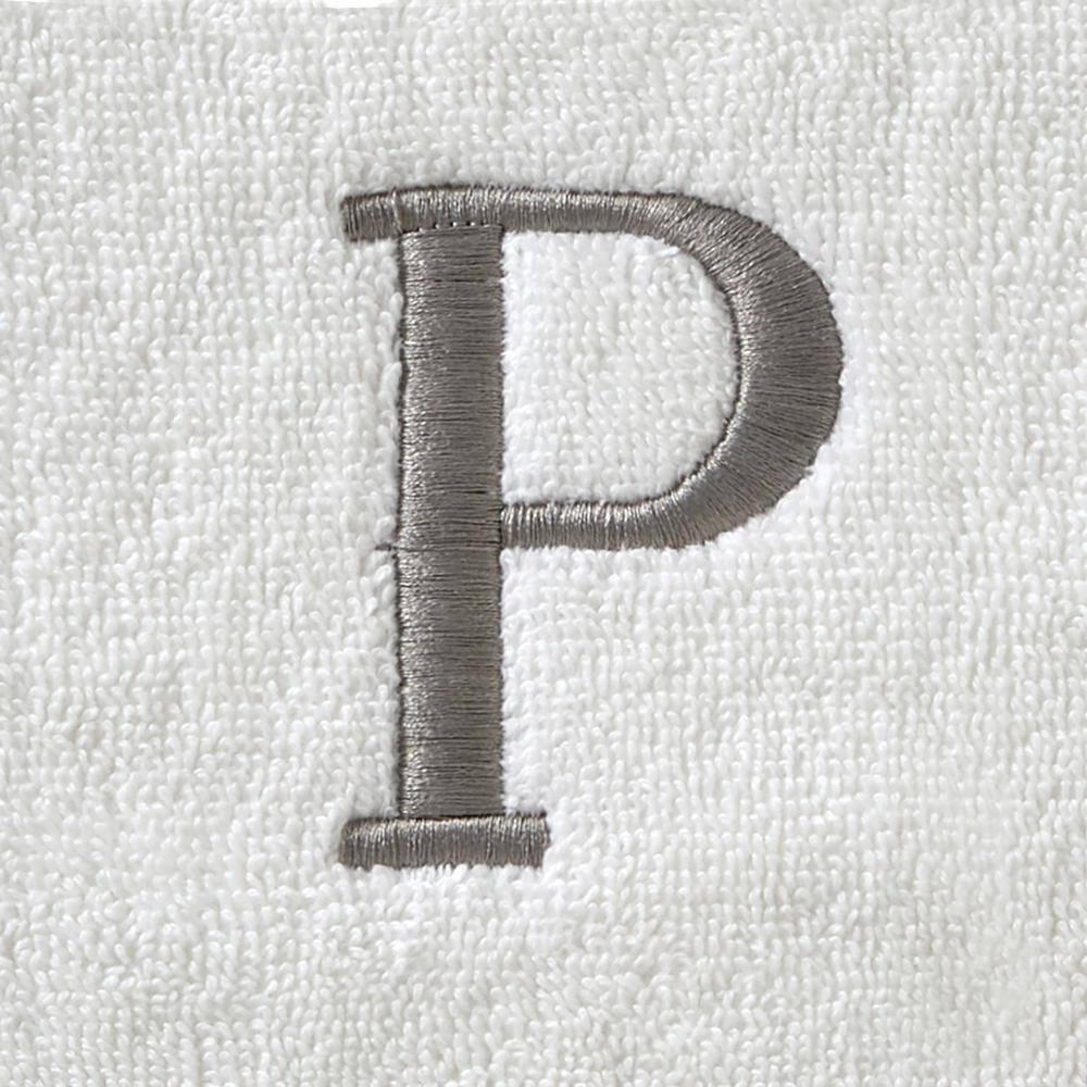 SKL Home Casual Monogram Letter P Hand Towel 2 piece set, white, cotton
