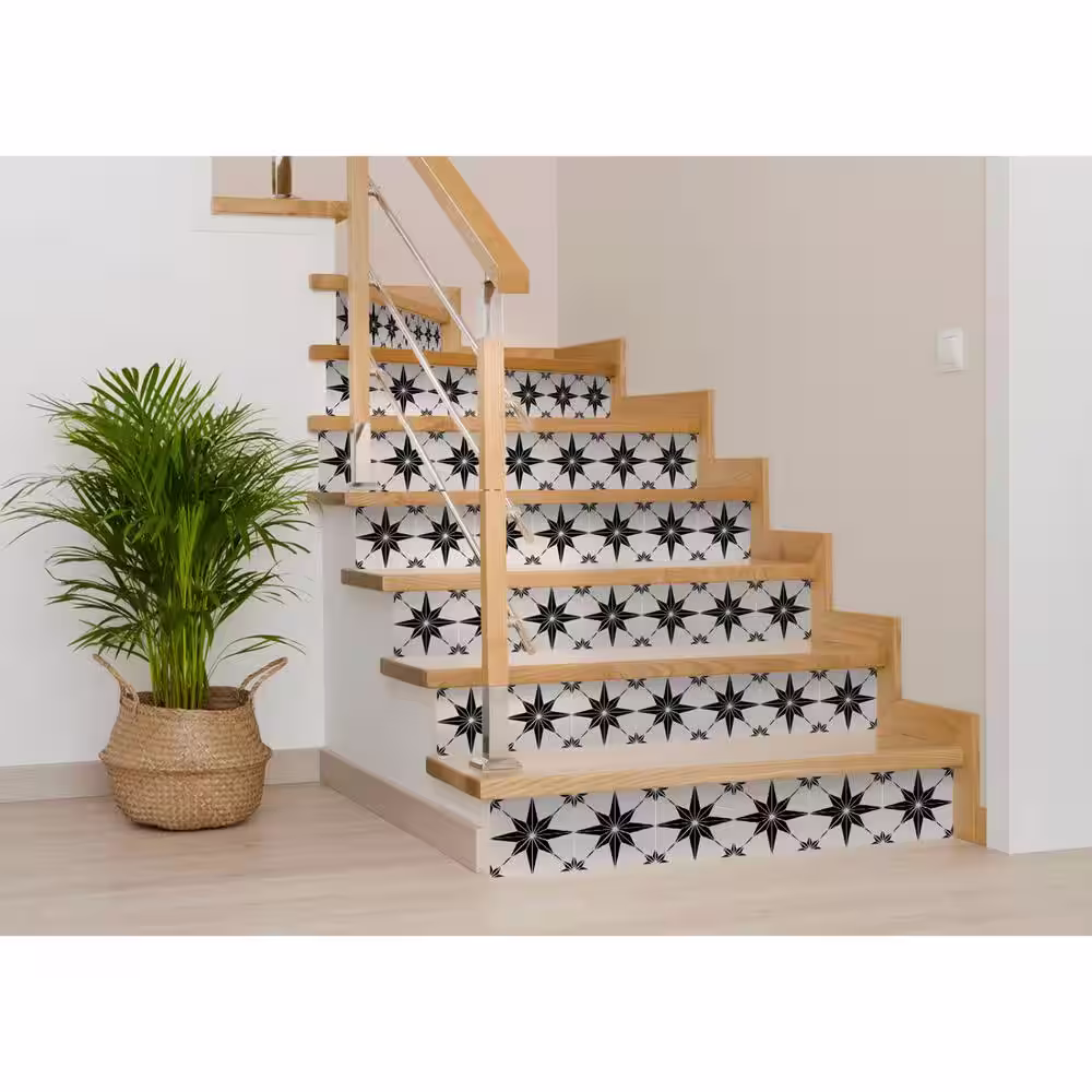 HomeRoots Amelia Black 7 in. x 7 in. Vinyl Peel and Stick Tile (8.17 sq. ft./Pack)