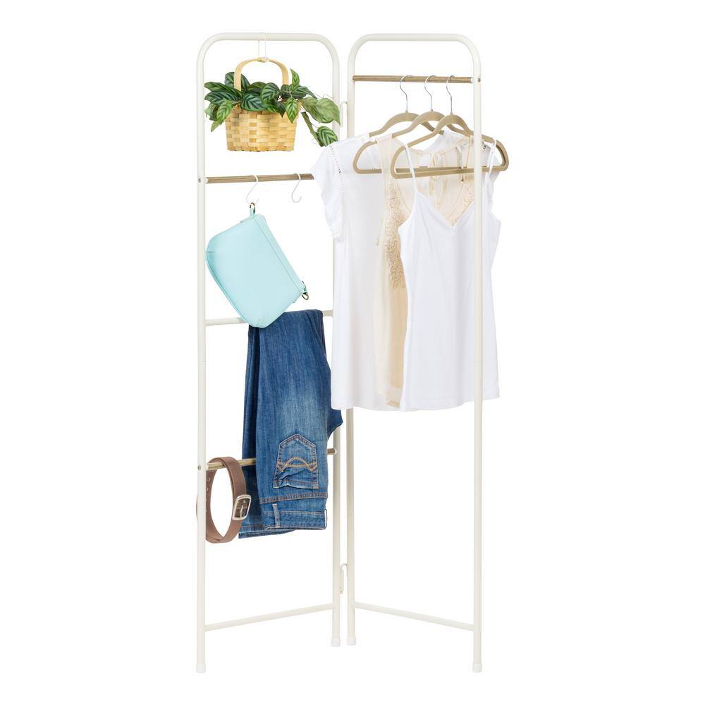 IRIS Metal Clothing Rack, Clothes Organizer, Foldable, Metal Garment Rack, White,26.38 in. L x 13.78 in. W x 59.06 in. H