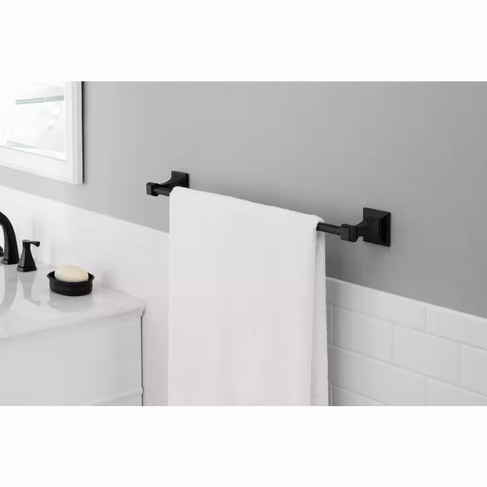 Glacier Bay Lorent 24 in. Towel Bar in Matte Black