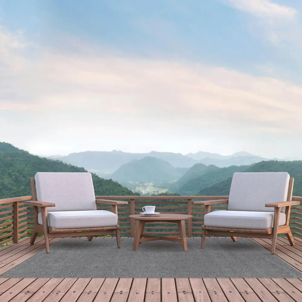 Foss Unbound Smoke Gray Ribbed 6 ft. x 8 ft. Indoor/Outdoor Area Rug