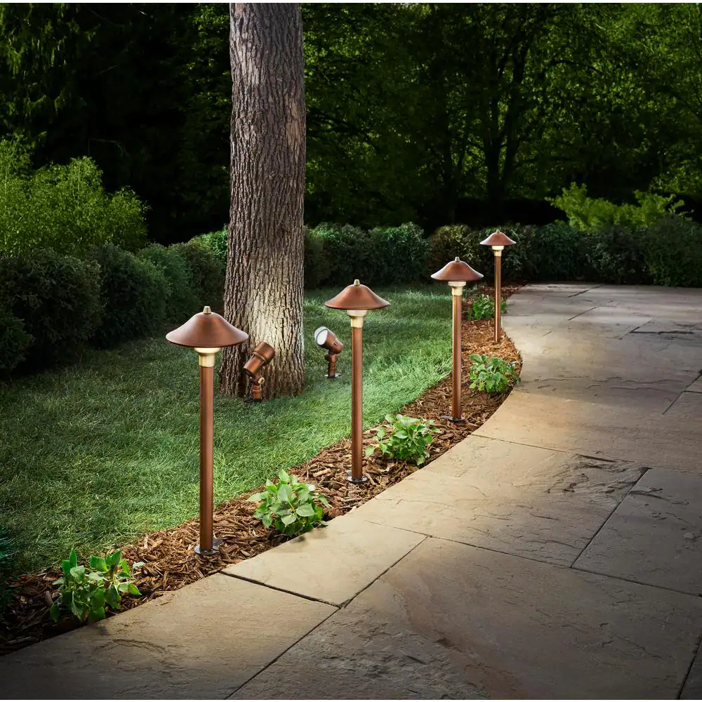 Home Decorators Collection 30-Watt Equivalent Low Voltage Brass LED Outdoor Landscape Path Light and Spot Light Kit (6-Pack)