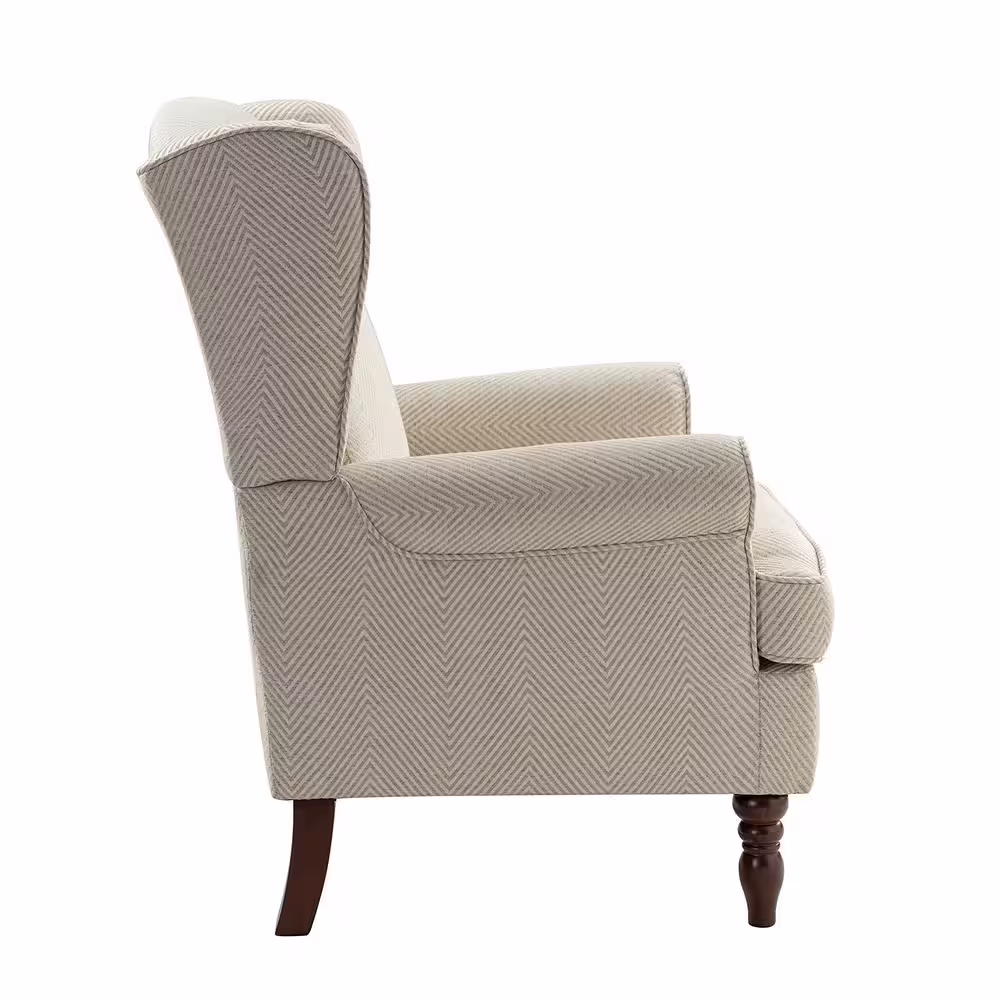 JAYDEN CREATION Daunus Tan Traditional Style Upholstered Armchair with Turned Legs